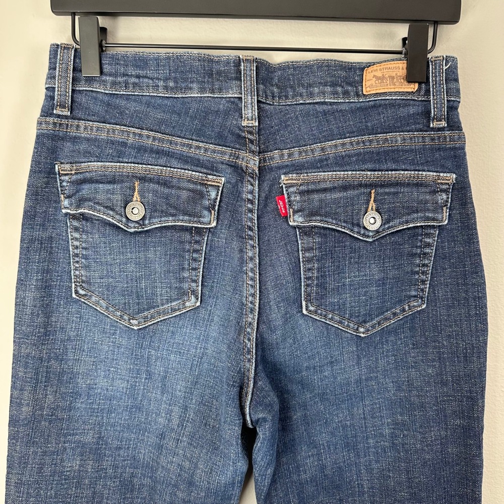 Levi's 512 Jeans Women 8 Short Blue Dark Wash Perfectly Slimming Boot Distressed